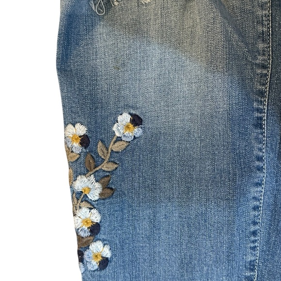 Torrid Blue Straight Leg Jeans with Floral Accents - Picture 7 of 7